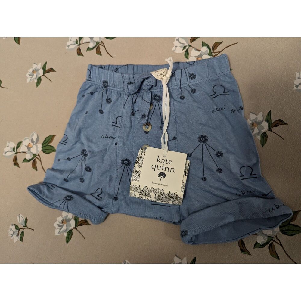 NWT Kate Quinn Bamboo Libra Panda Henley Shorts size 12-18 Months